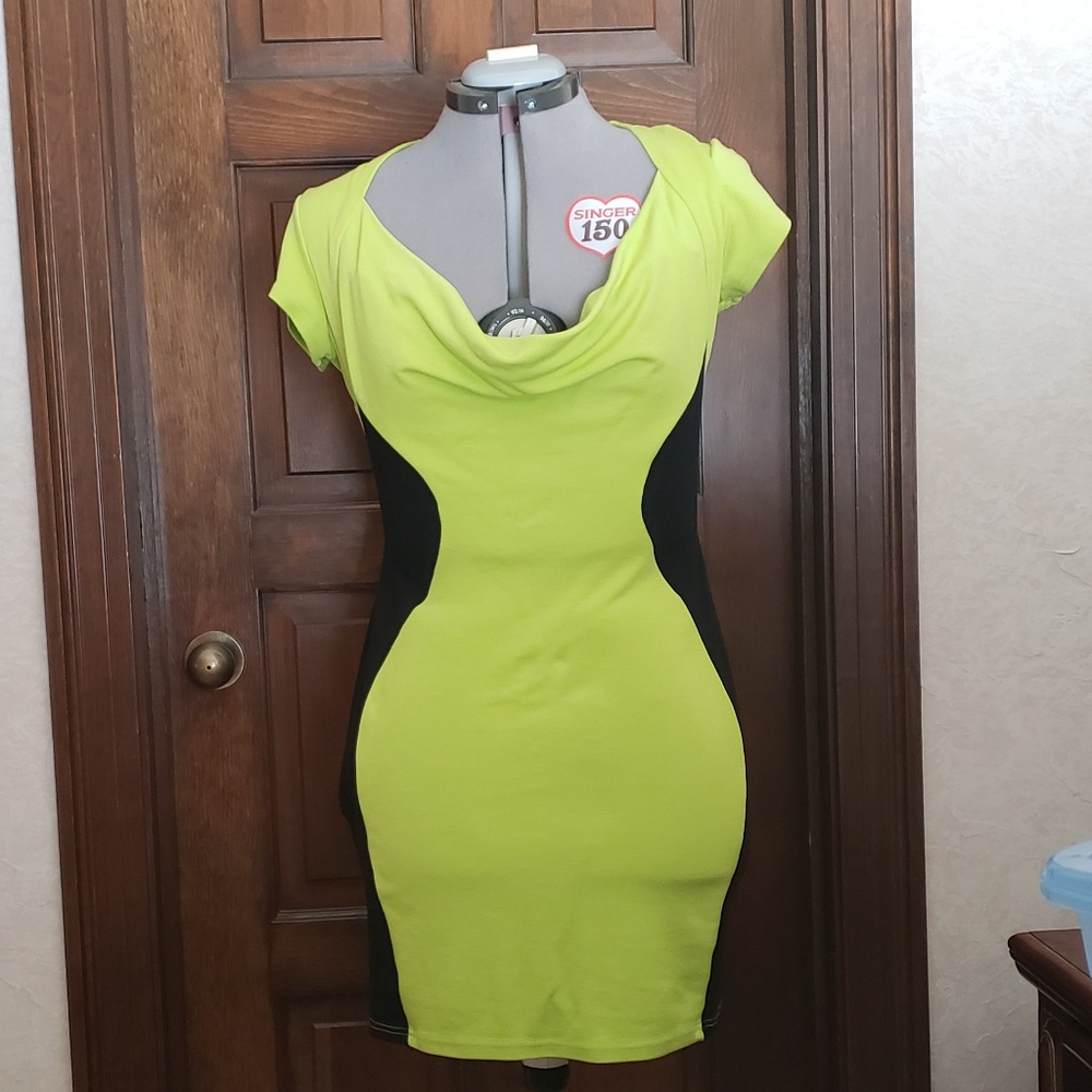 Dots Sexy Lime Green Lowcut Bodycon Dress